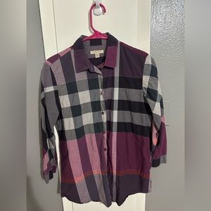 Burberry purple button down shirt